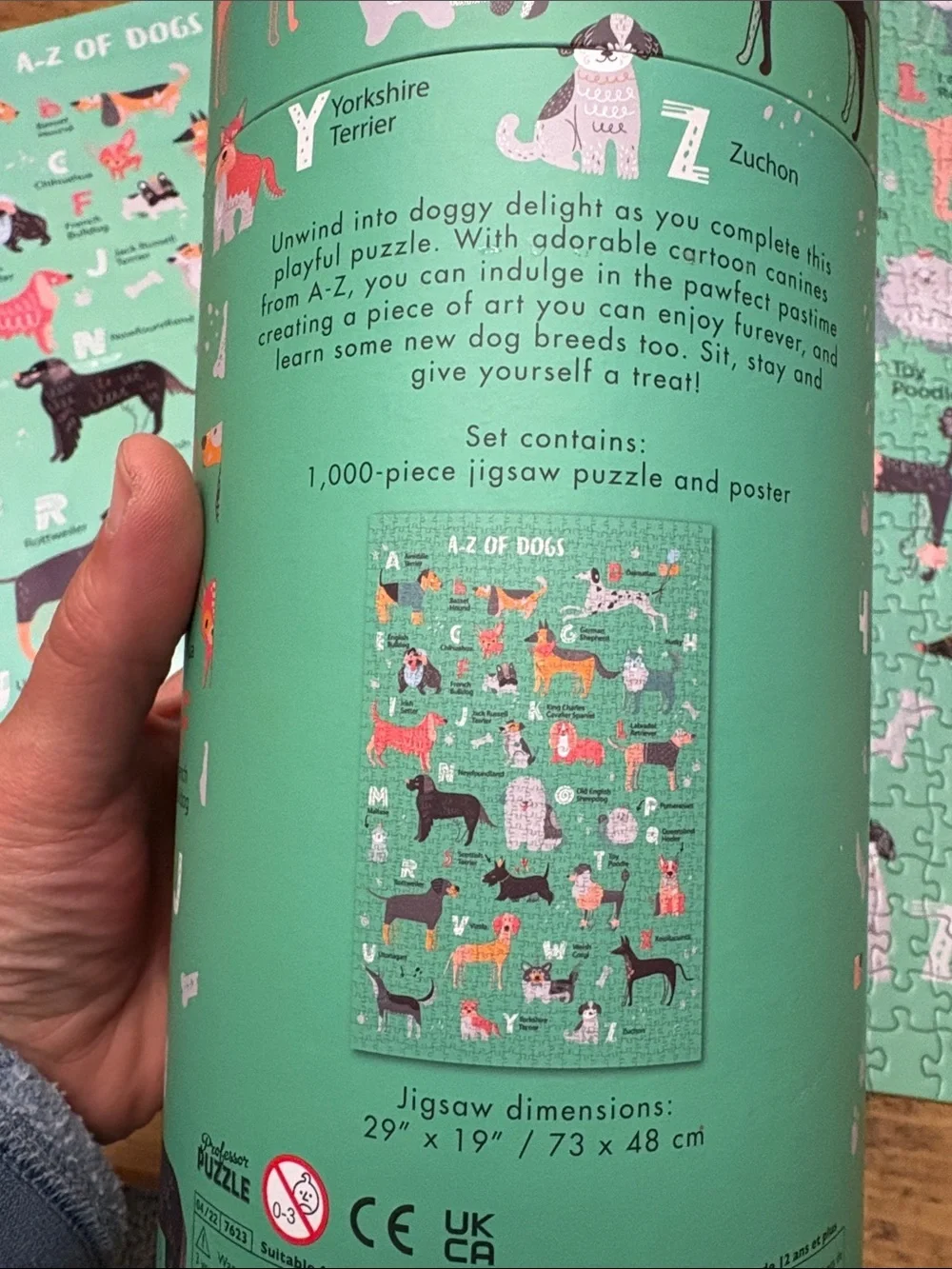 A-Z of Dogs Kids Puzzle - Green Illustrated Dog Alphabet